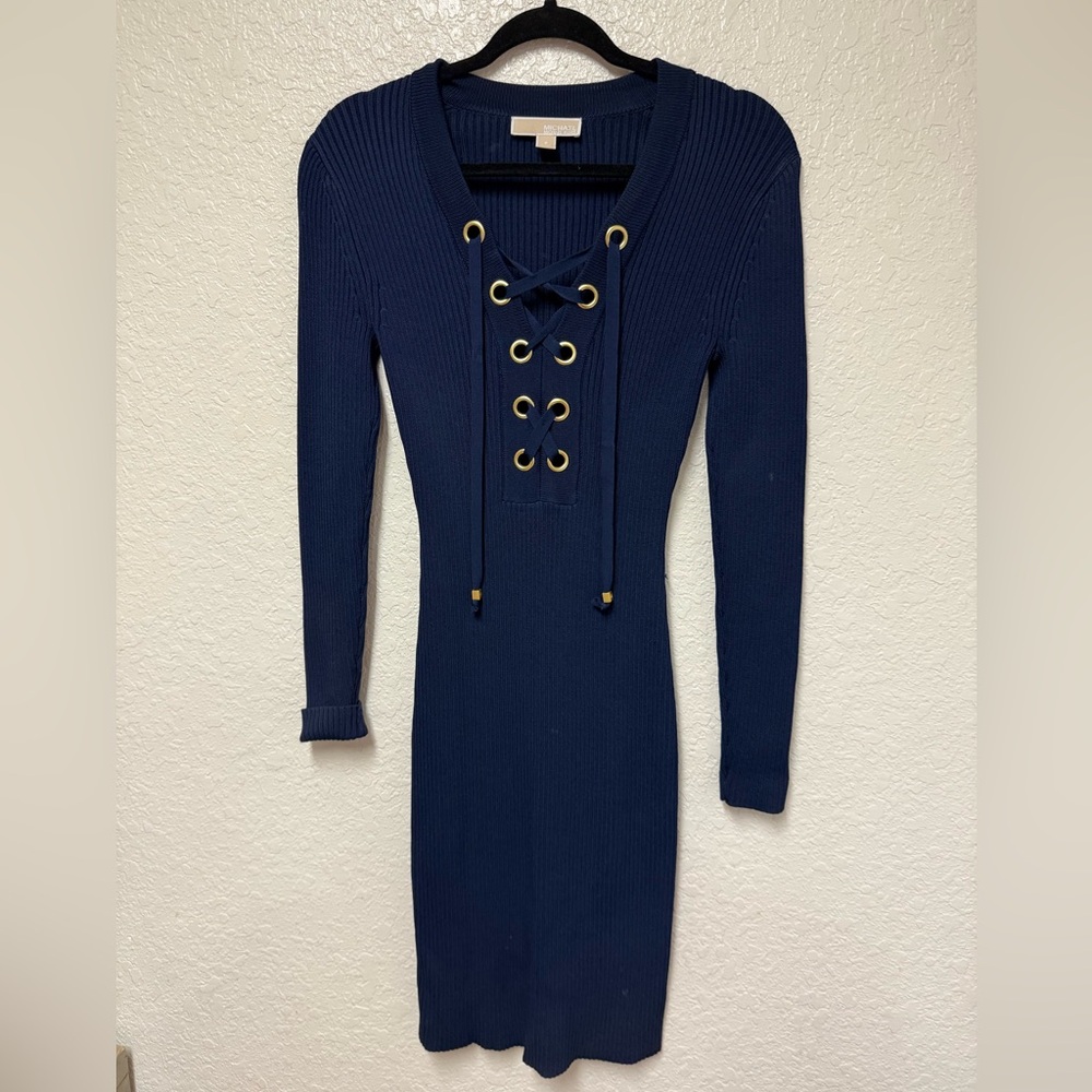 MICHAEL Michael Kors Navy Ribbed Dress